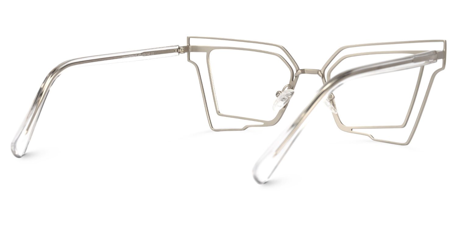 Achava - Geometric Silver Eyeglasses | Vooglam Side View