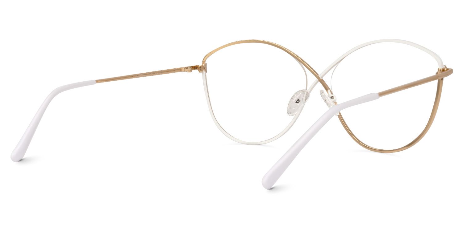 Iliana - Butterfly White/Gold Eyeglasses | Vooglam Side View
