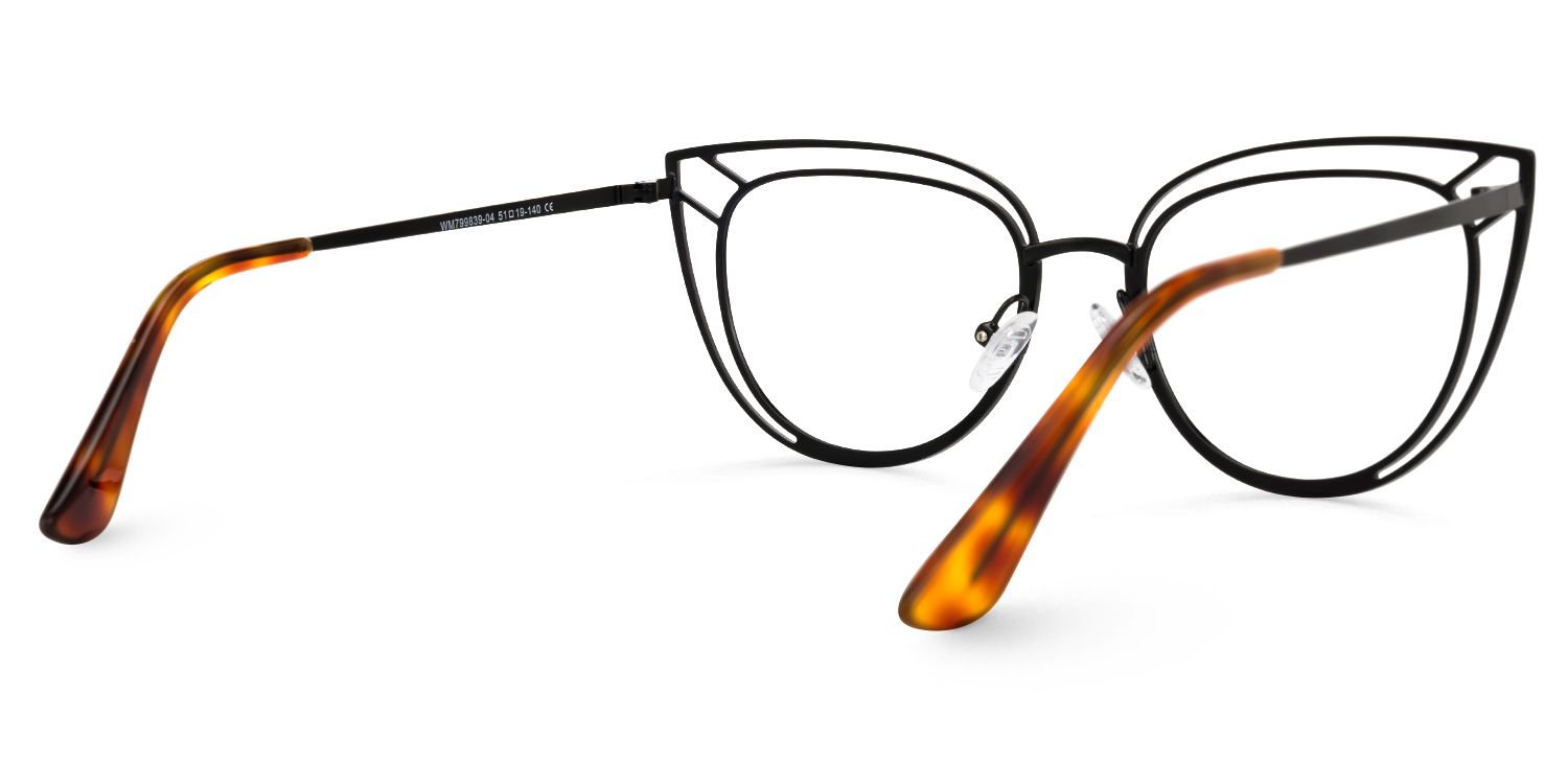 Adah - Cat Eye Black Eyeglasses | Vooglam Side View