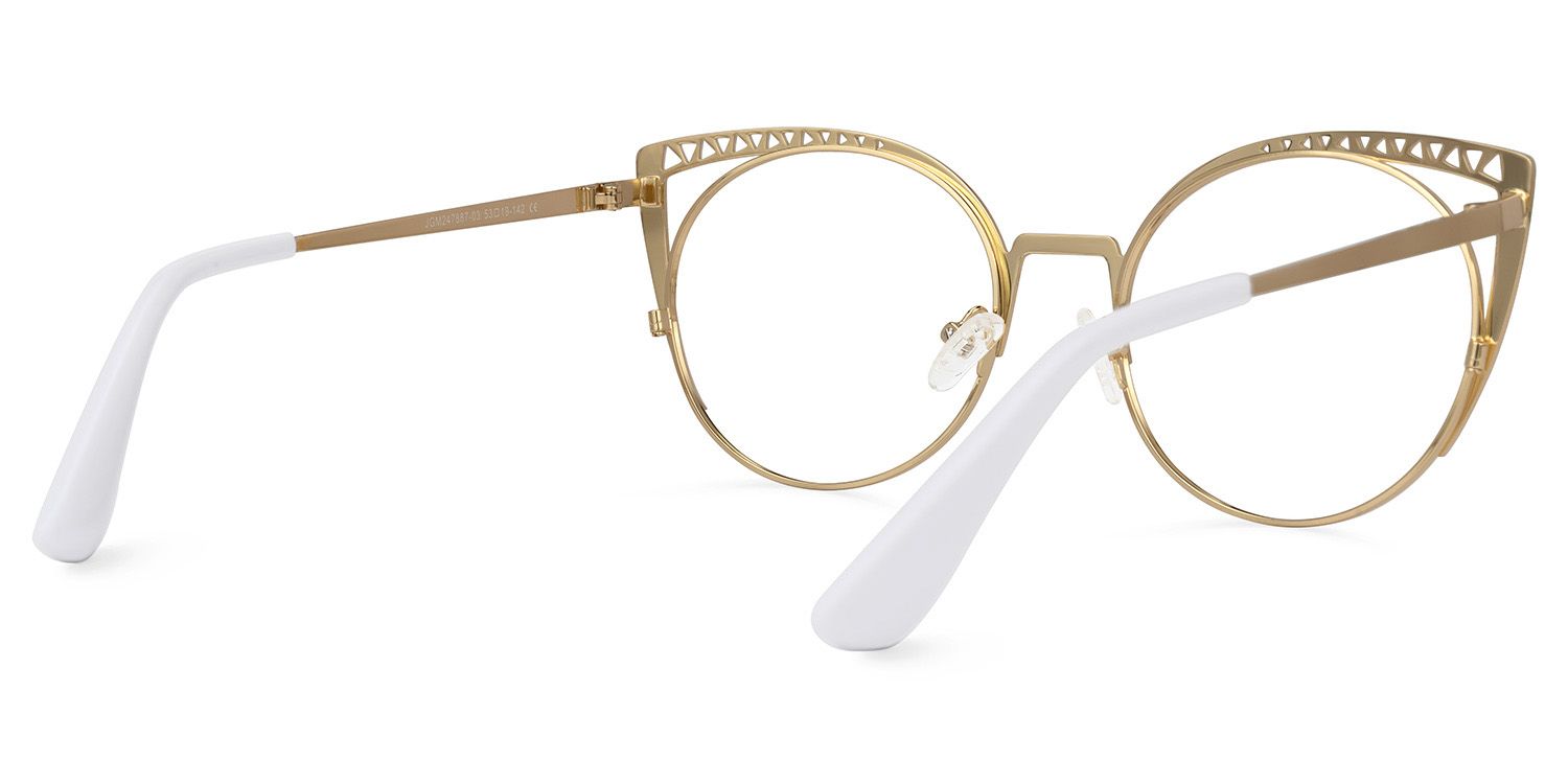 Adamina - Cat Eye White Eyeglasses by Vooglam - Side View