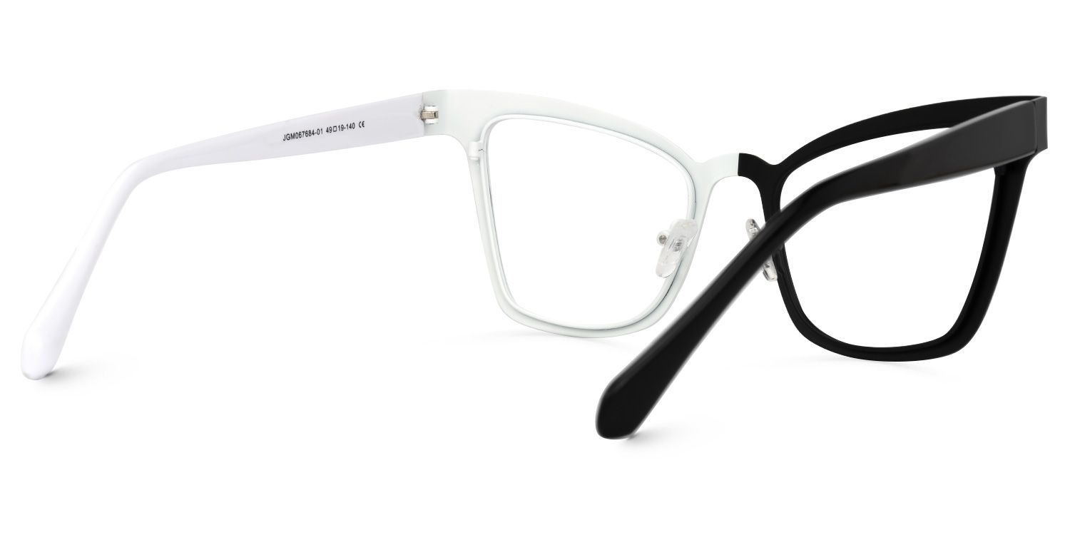 Adan - Cat Eye Black/White Two-tone Eyeglasses | Vooglam Side View