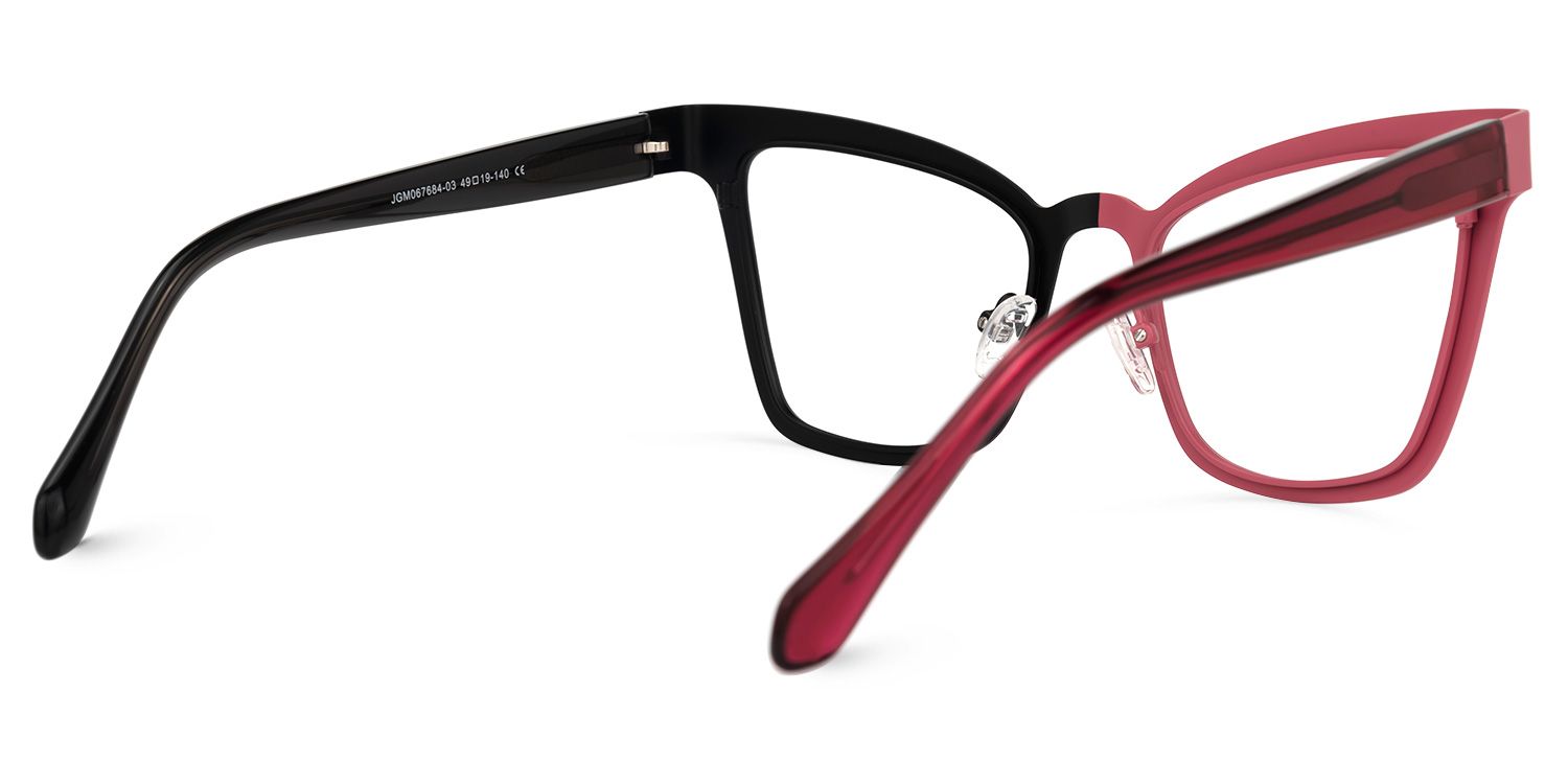Adan - Cat Eye Red/Black Two-tone Eyeglasses product detail 3
