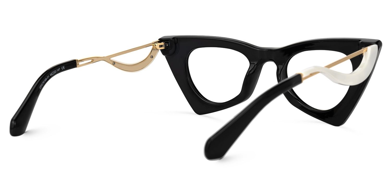 Tiny - Avant Garde Cat Eye Black Eyeglasses | Vooglam Side View