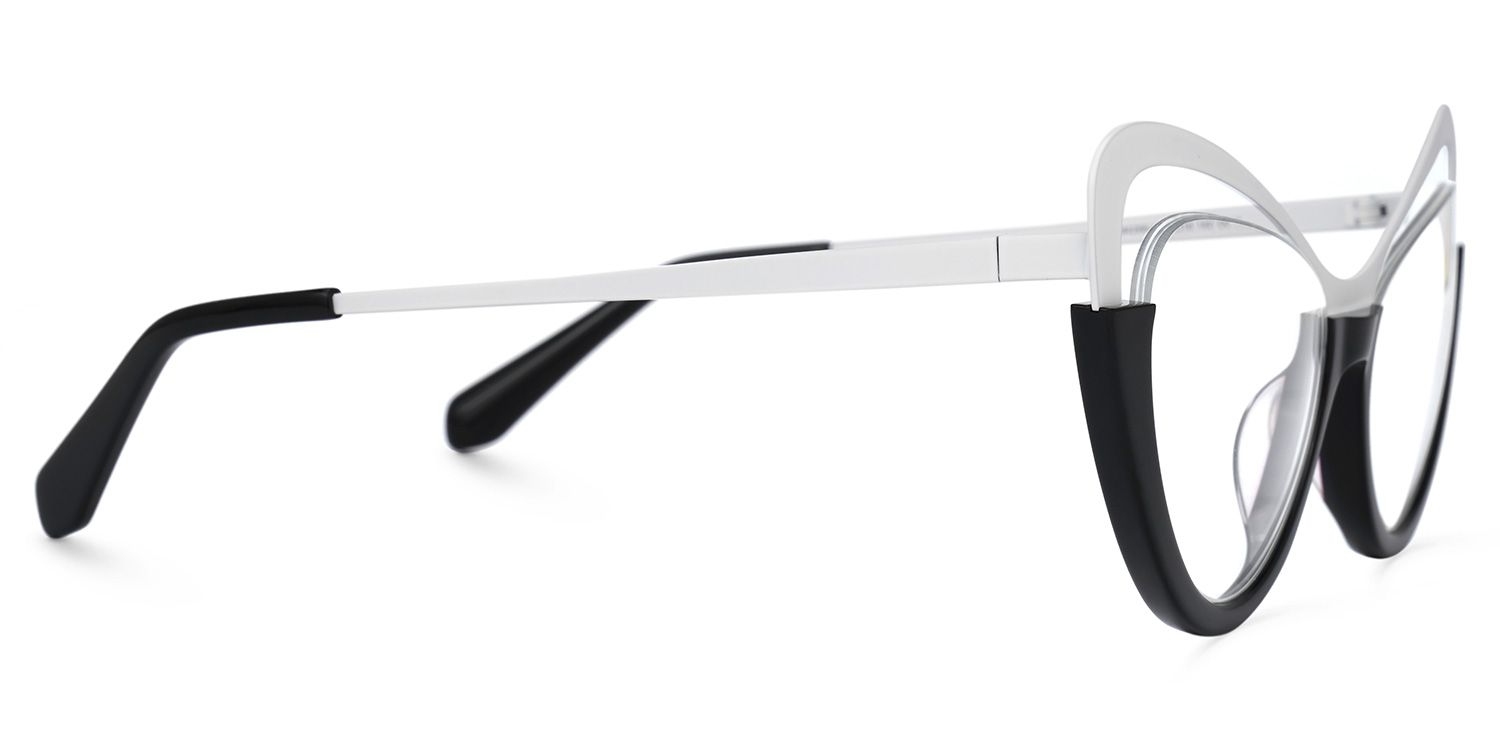 Adeja - Cat Eye White/Black Eyeglasses | Vooglam 4
