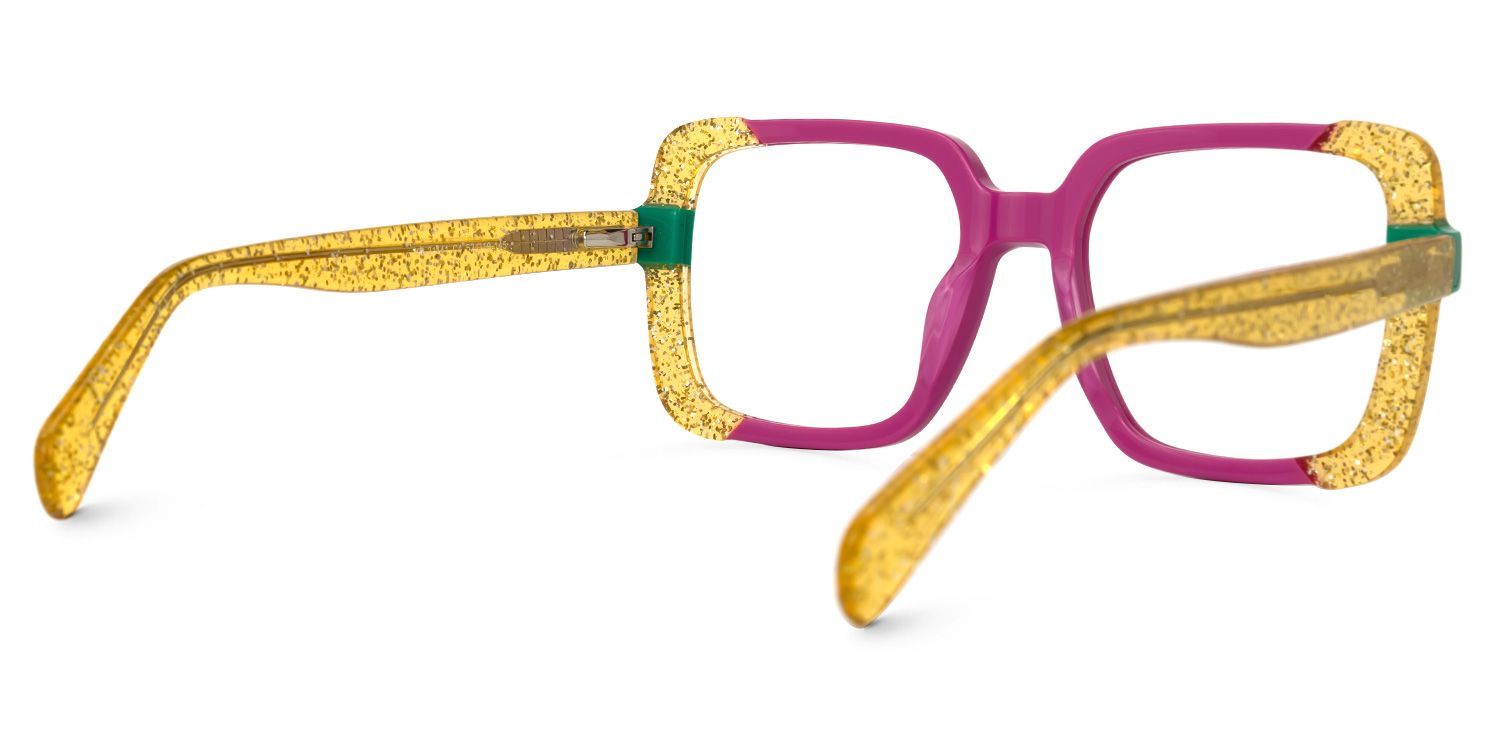 Adelais - Rectangle Purple/Yellow Eyeglasses | Vooglam Side View