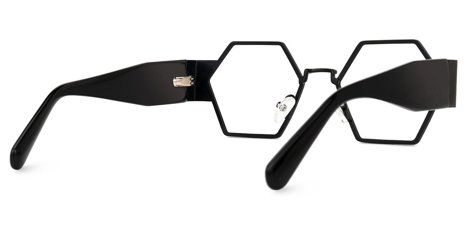 Lizzy - Geometric Black Eyeglasses | Vooglam Side View