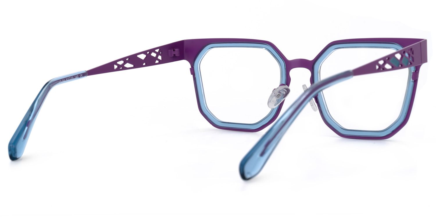 Adelia - Geometric Blue Eyeglasses | Vooglam Side View