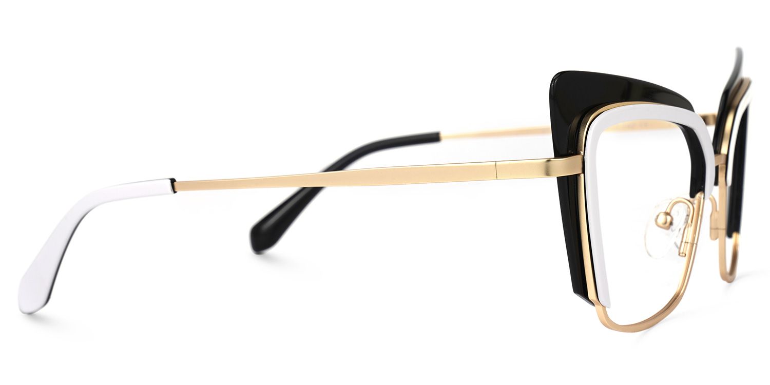 Adeline - Cat Eye Black/White Eyeglasses | Vooglam 4