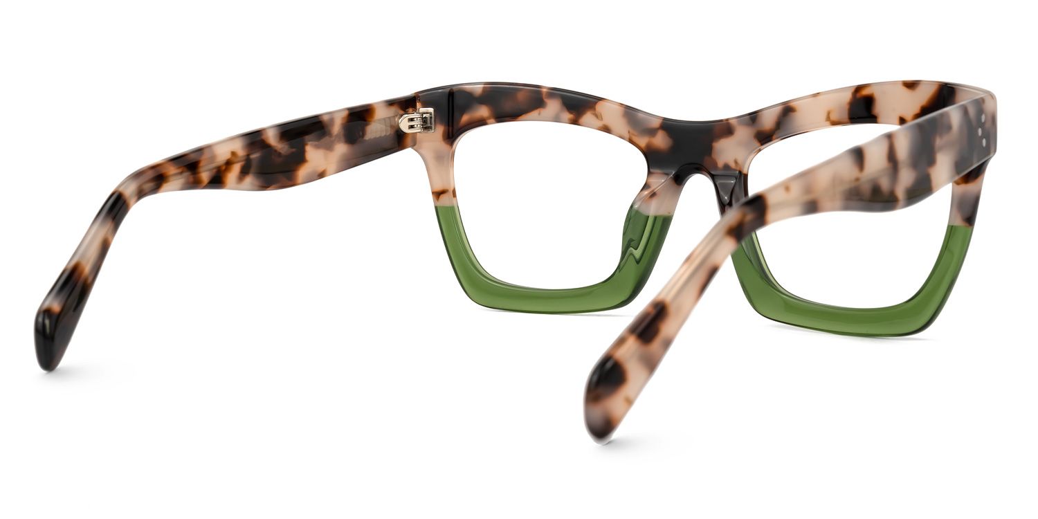 Sienna - Classy Leopard Print & Green Eyeglasses by Vooglam - Side View