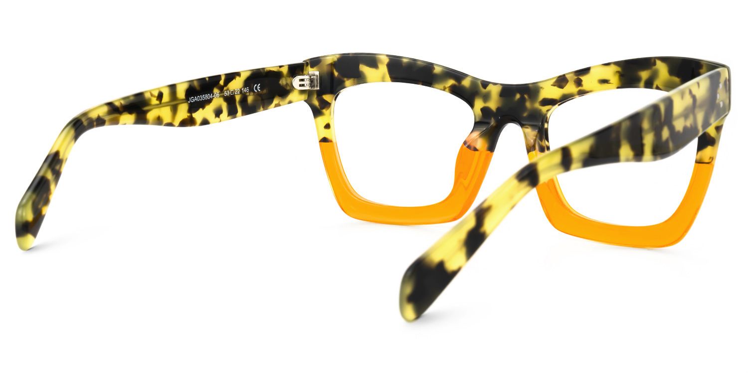 Sienna - Bold Tortoise & Yellow Rectangle Frames | Vooglam Side View