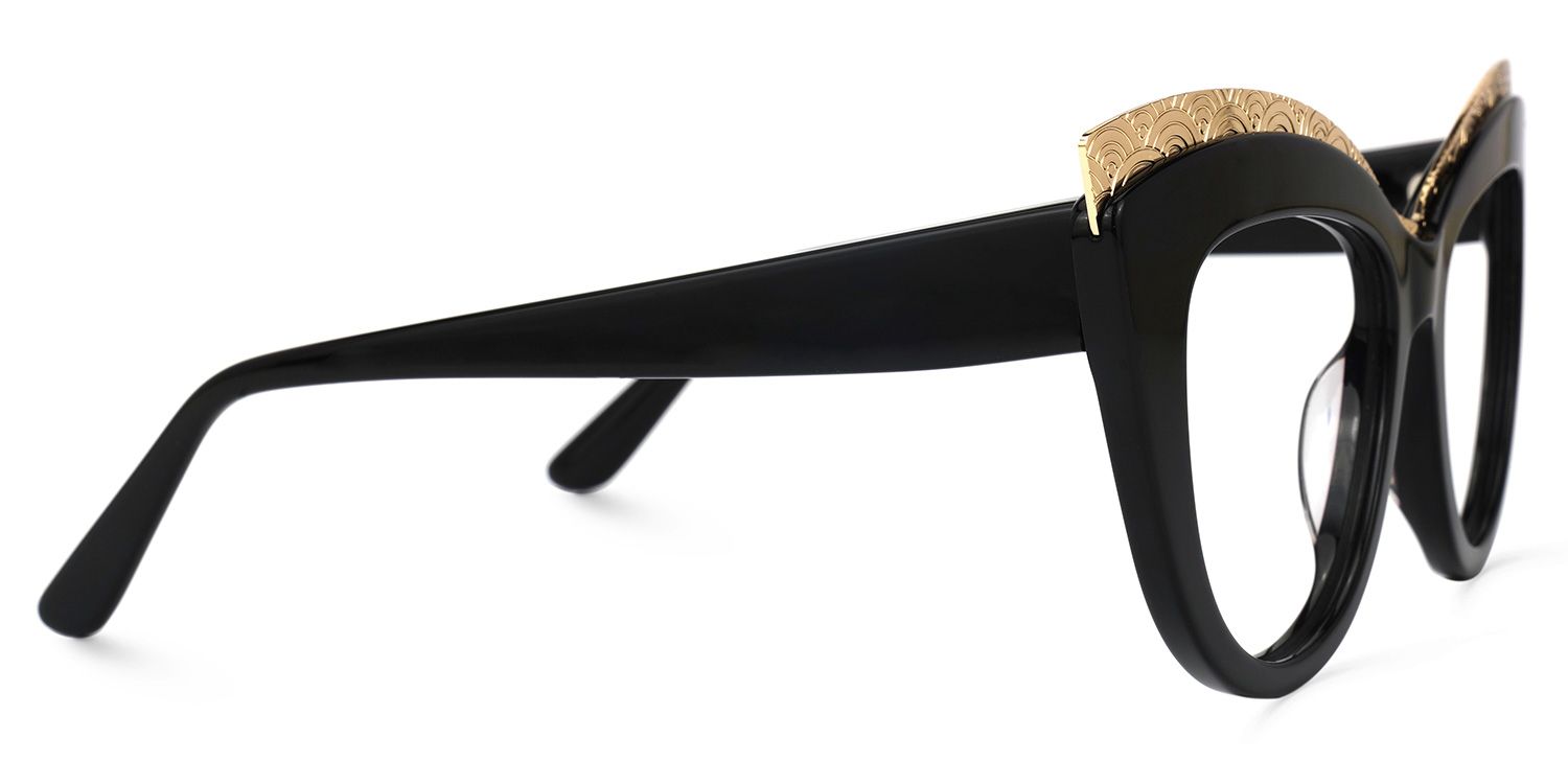 Adelle - Cat Eye Black Eyeglasses by Vooglam - Product View 4