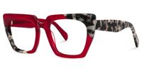 Sanna - Bold Red & Tortoise Square Glasses | Vooglam Front View