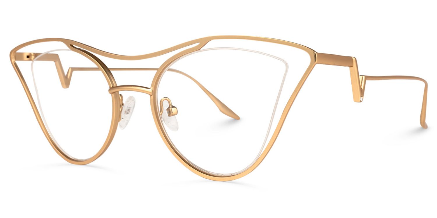 Janis - Aviator Gold Eyeglasses | Vooglam Front View