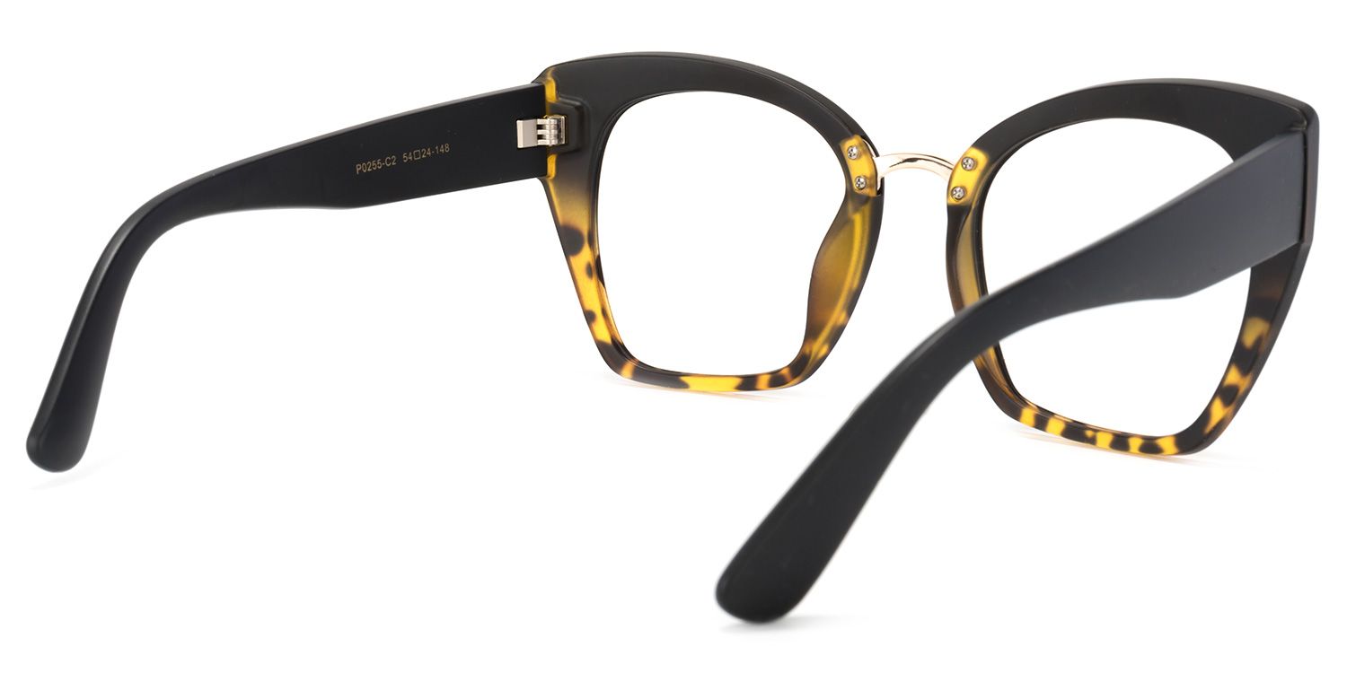 Cat Eye Gold/Tortoise Eyeglasses by Vooglam.com - Side View
