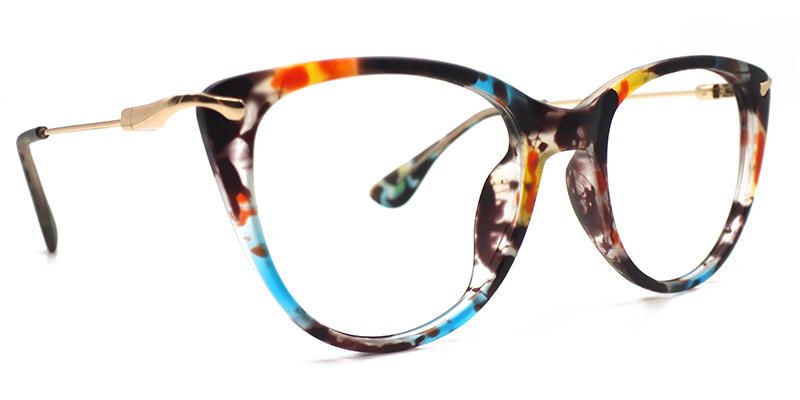 Clement Unisex Floral Titanium Cat Eye Glasses - Side View