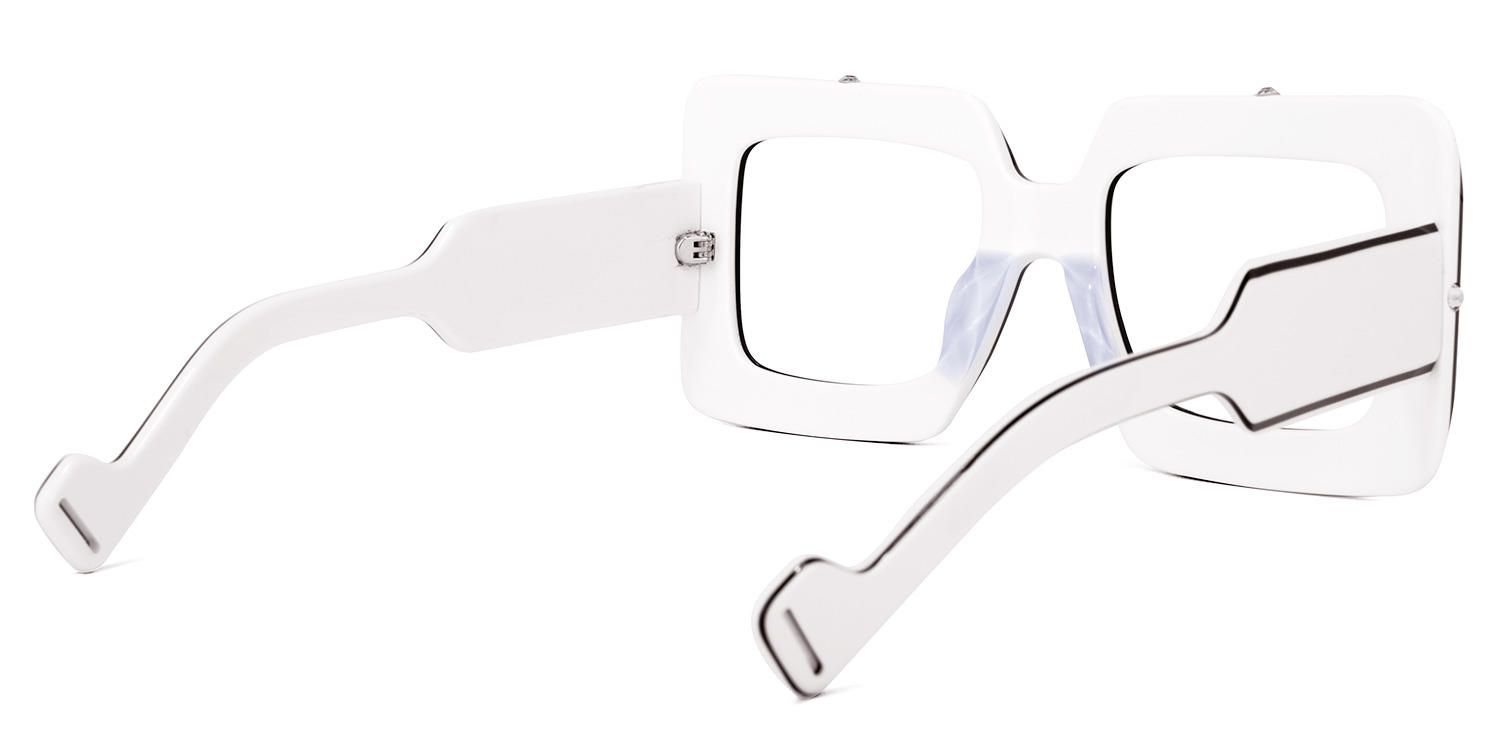 Square White Eyeglasses | Vooglam.com Side View