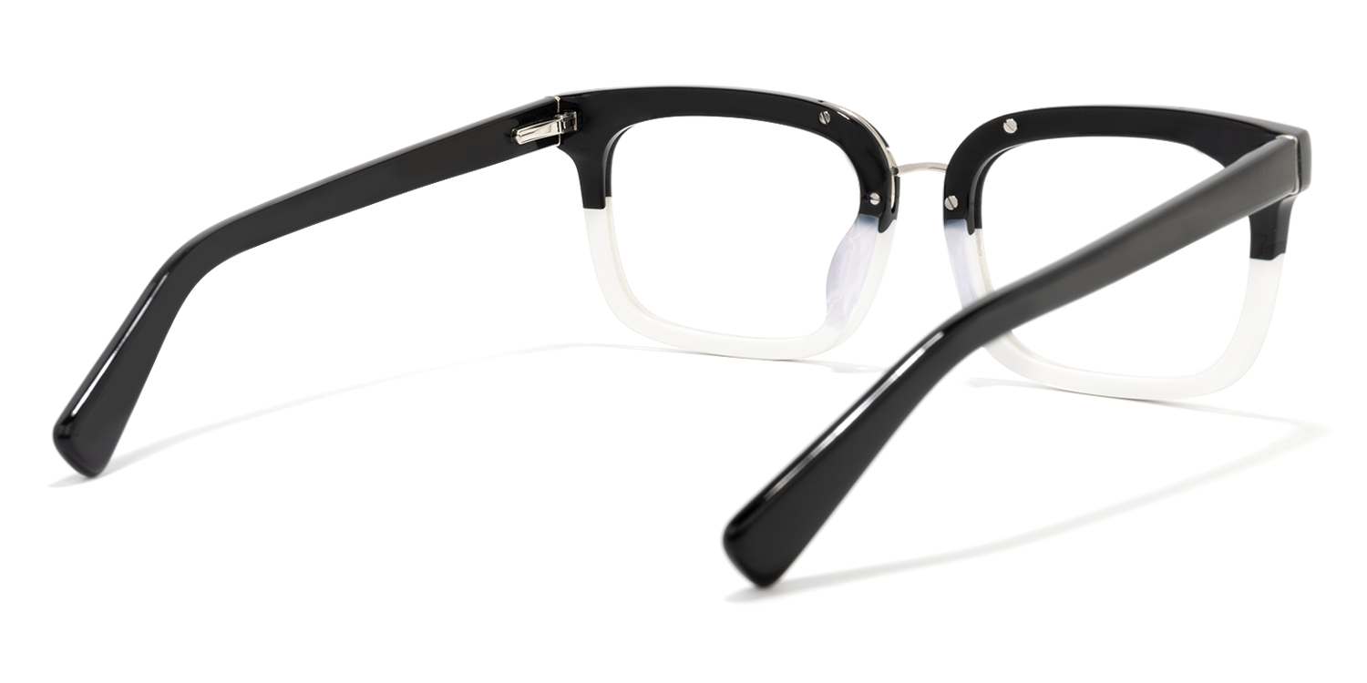 Chic Rectangle Black/White Eyeglasses│Vooglam Optical Glasses Side View