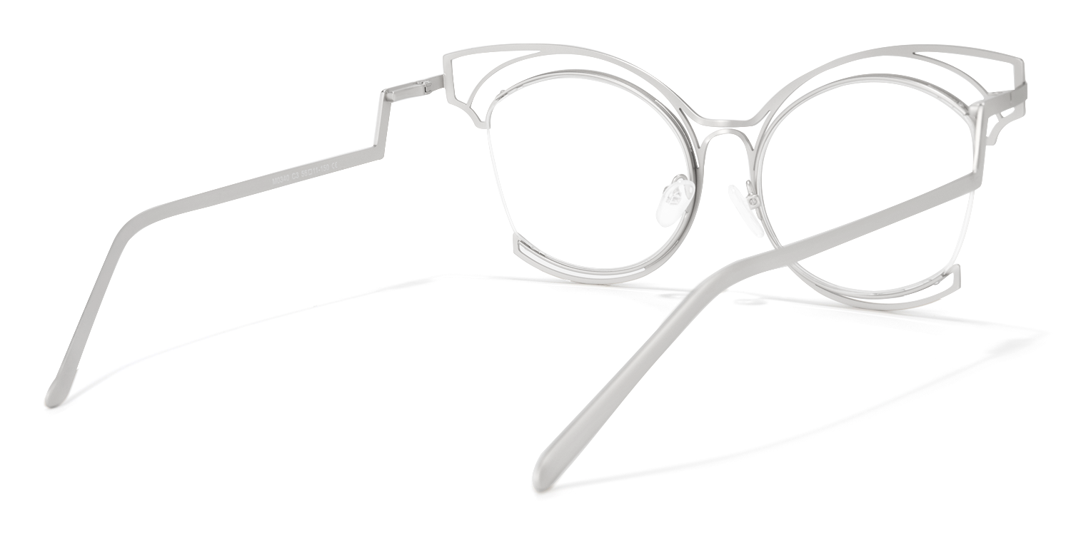Maggie - Cat Eye Silver Eyeglasses | Vooglam Side View