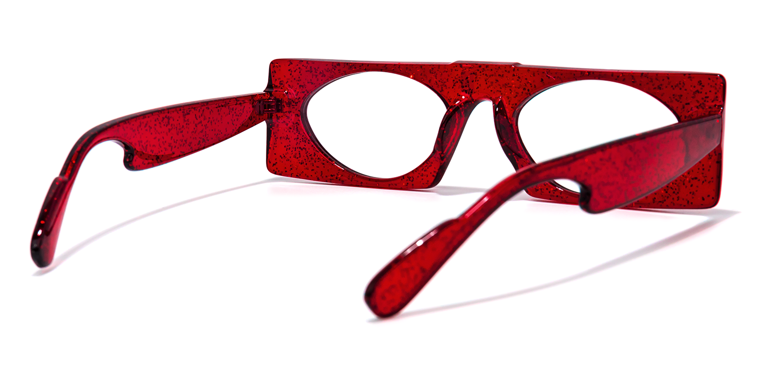 Rectangle Red Eyeglasses by Vooglam.com - Side View