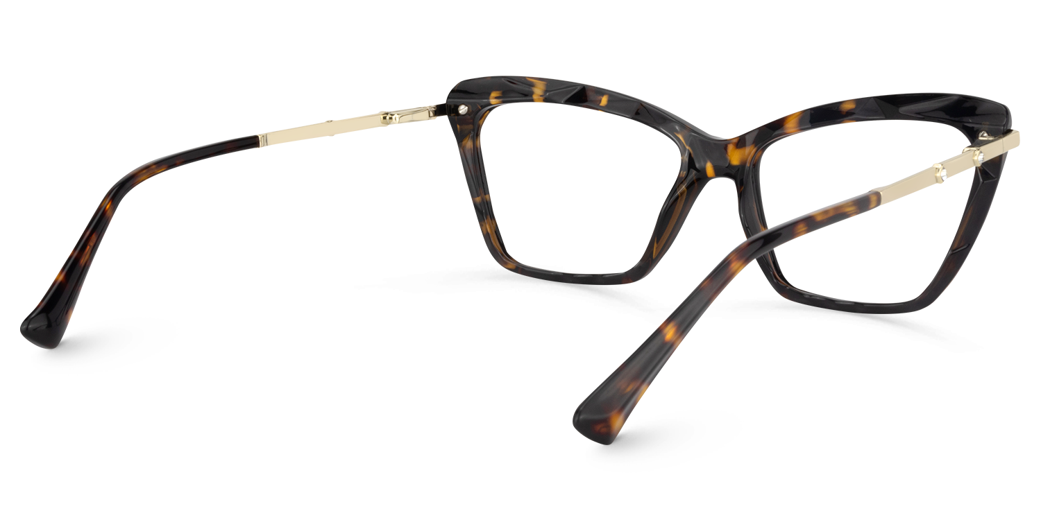 Annie - Elegant Rectangle Tortoise Eyeglasses by Vooglam - Side View