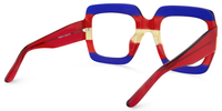 Rectangle Blue/Red Eyeglasses│Vooglam Optical Glasses Side View