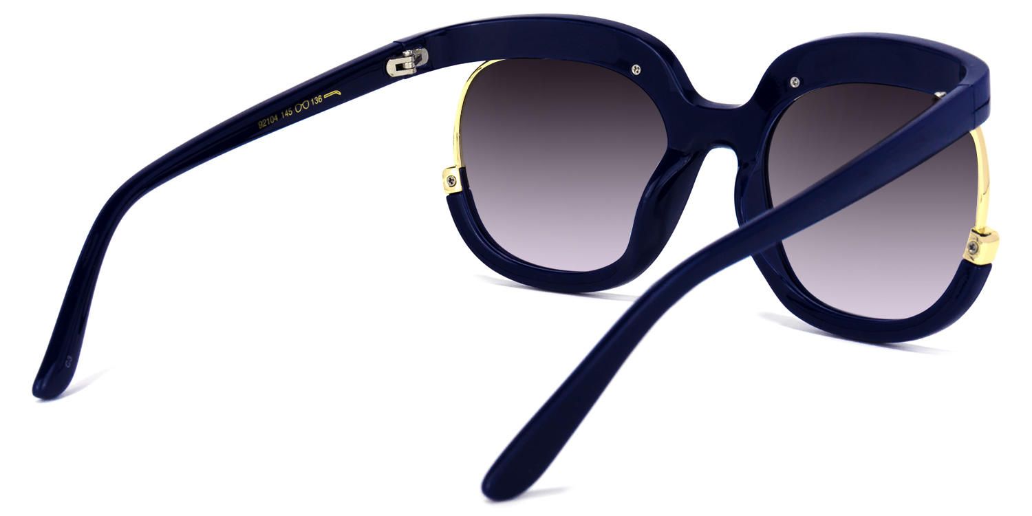 Round Dark/Blue Sunglasses | Vooglam.com Side View