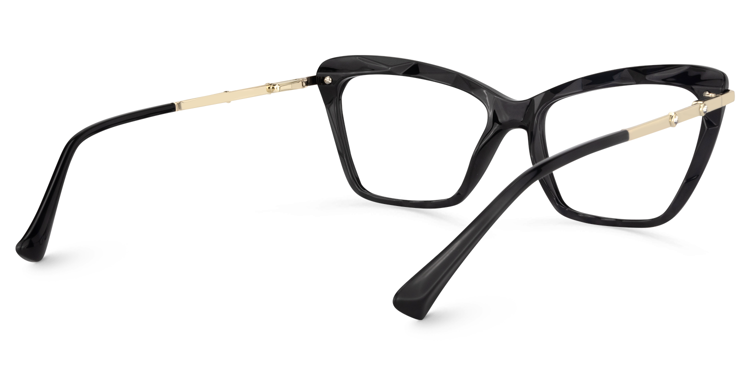 Annie - Elegant Black Rectangle Frame Eyeglasses | Vooglam Side View