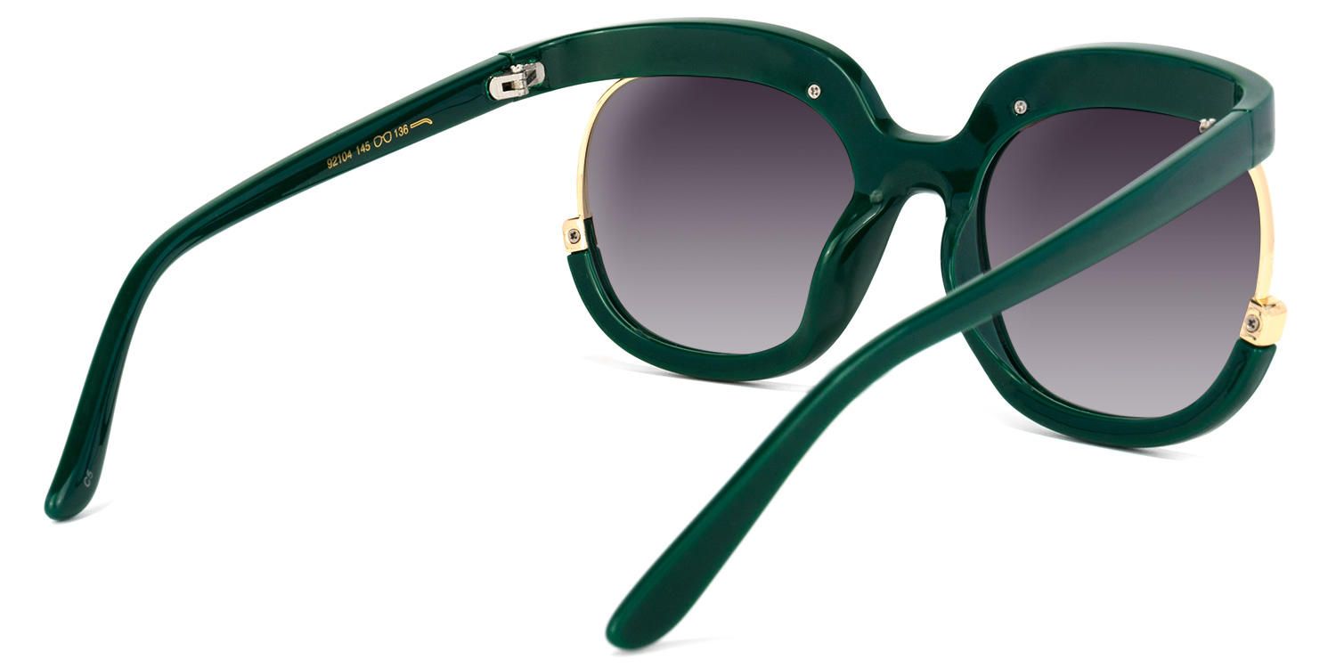 Round Dark/Green Sunglasses | Vooglam.com Side View
