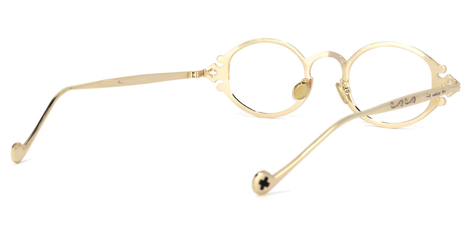 Oval Gold Eyeglasses | Vooglam.com Side View
