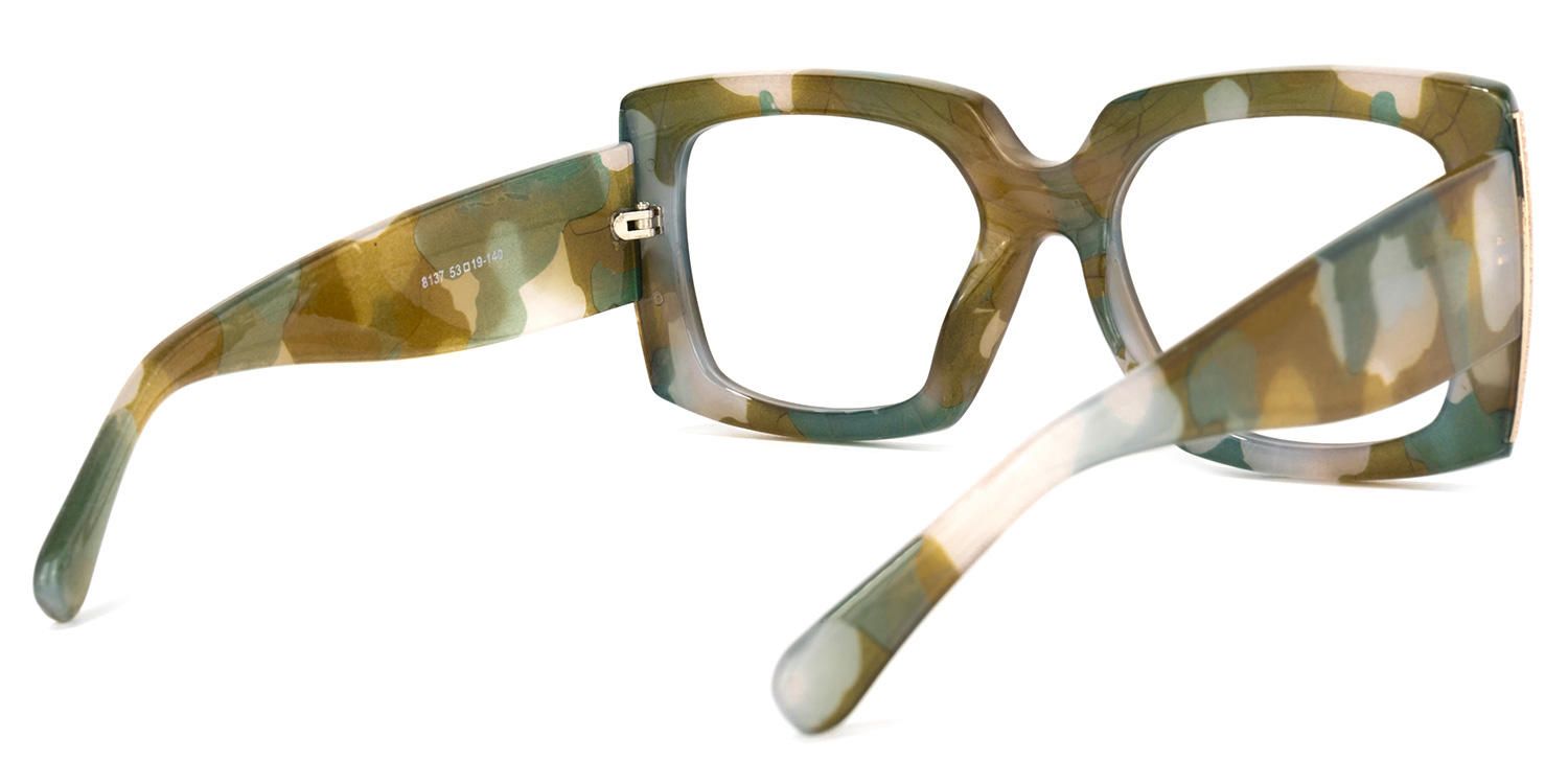 Borislav - Oversized Olive Green Frame Glasses | Vooglam Side View