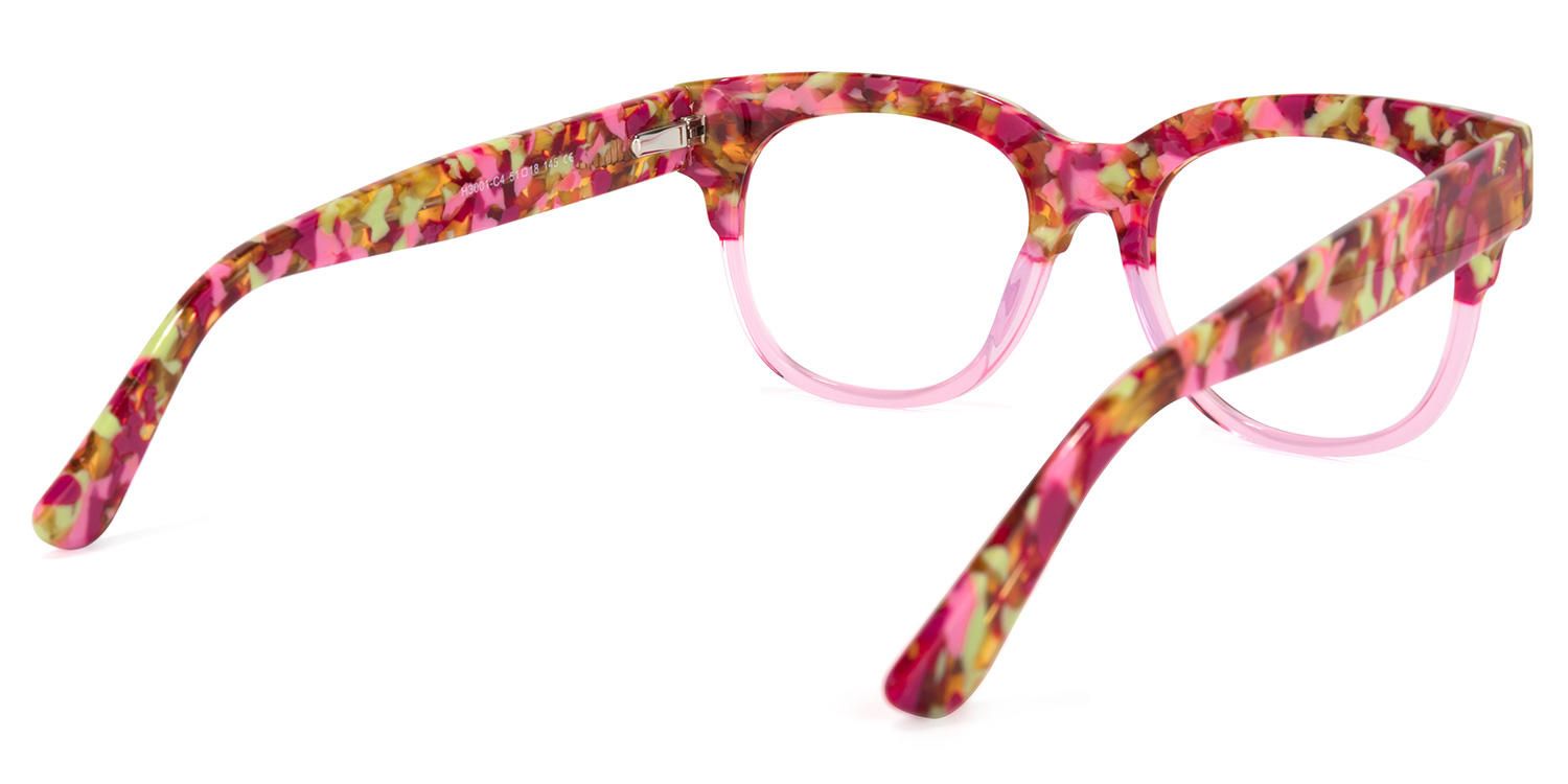 Square Pink Eyeglasses | Vooglam.com Side View