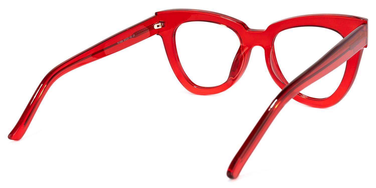Judith - Butterfly Bold Red Prescription Glasses | Vooglam Side View