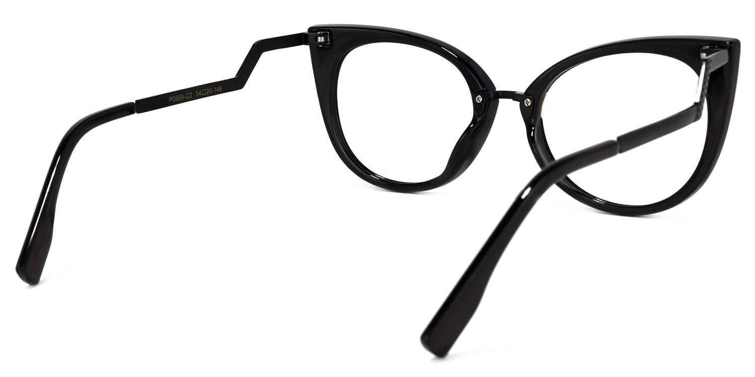 Stylish Black Cat Eye Glasses│Vooglam Glasses Side View