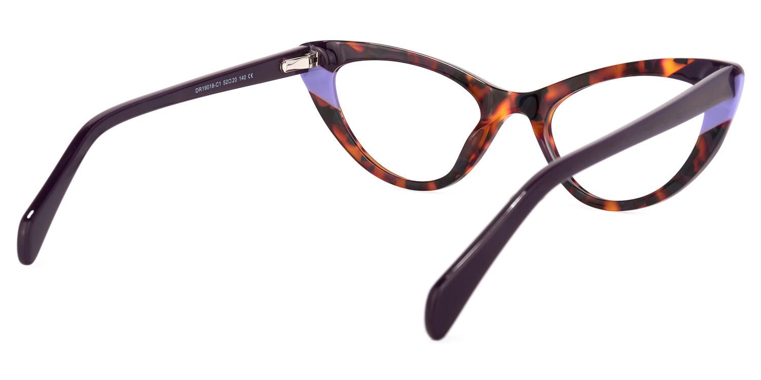Pamela - Cat Eye Purple/Tortoise Eyeglasses | Vooglam Side View