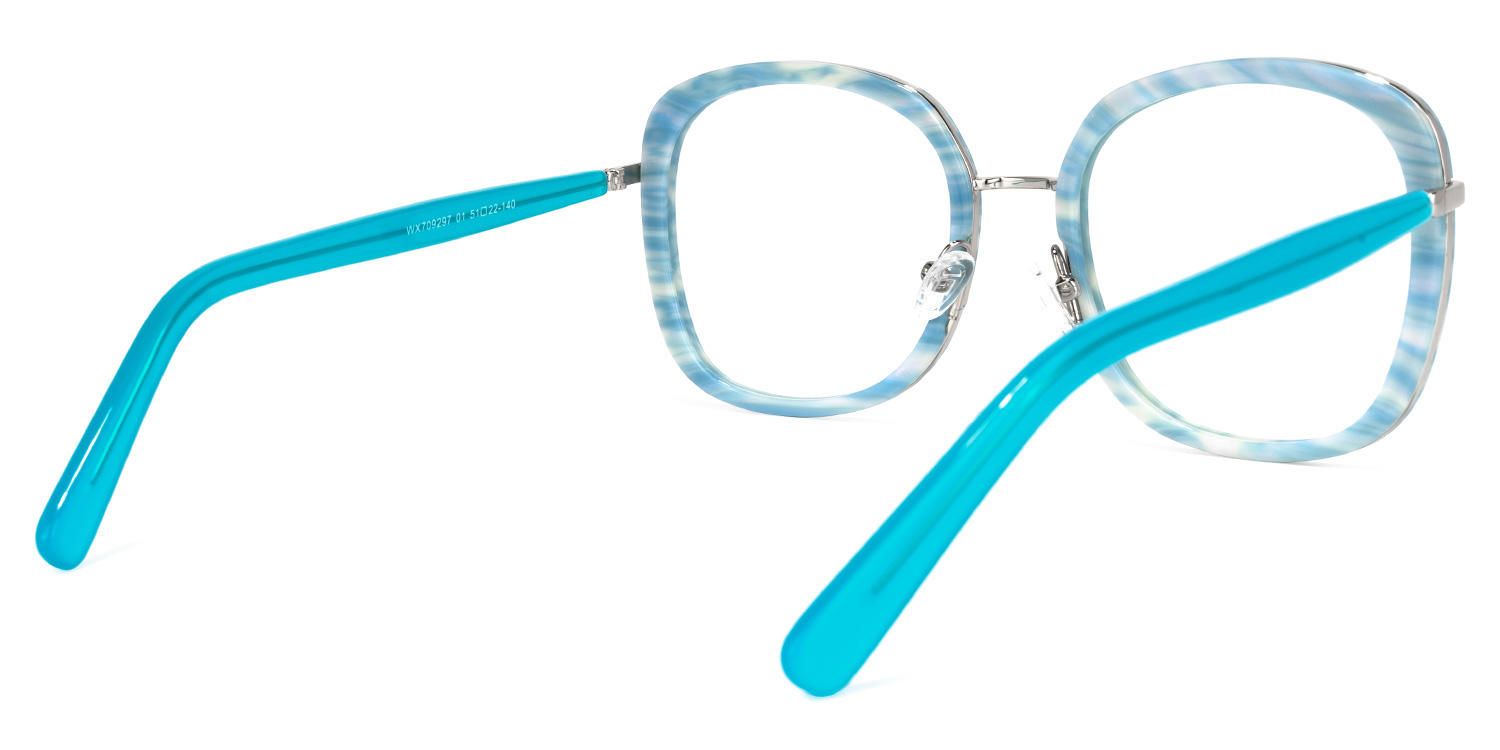 Square Light/Blue Eyeglasses | Vooglam.com Side View