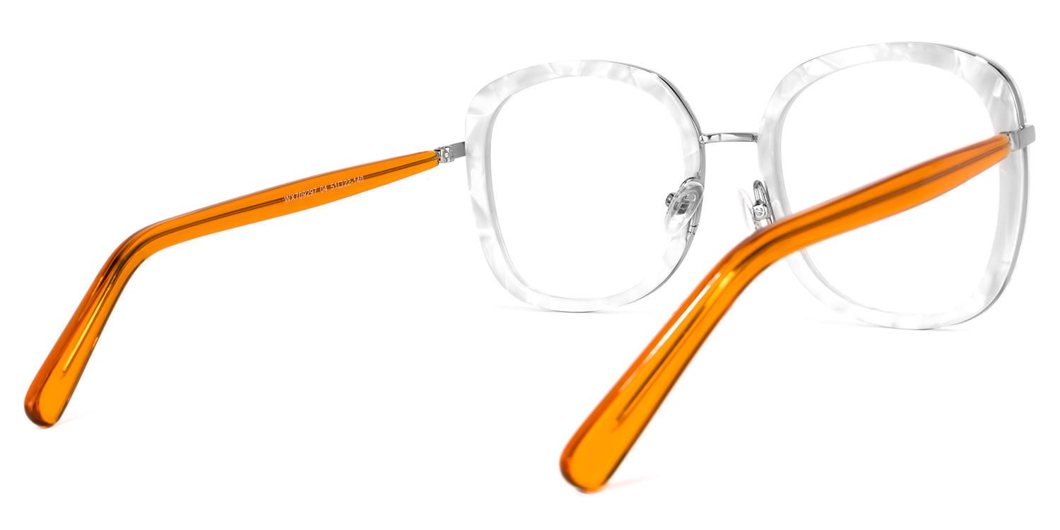 Square White Eyeglasses | Vooglam.com Side View