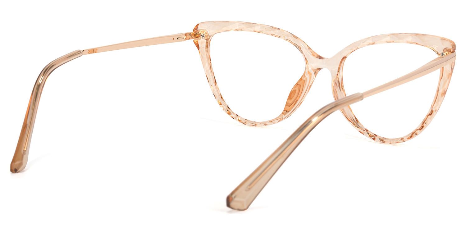 Cat Eye Champagne Eyeglasses | Vooglam.com Side View
