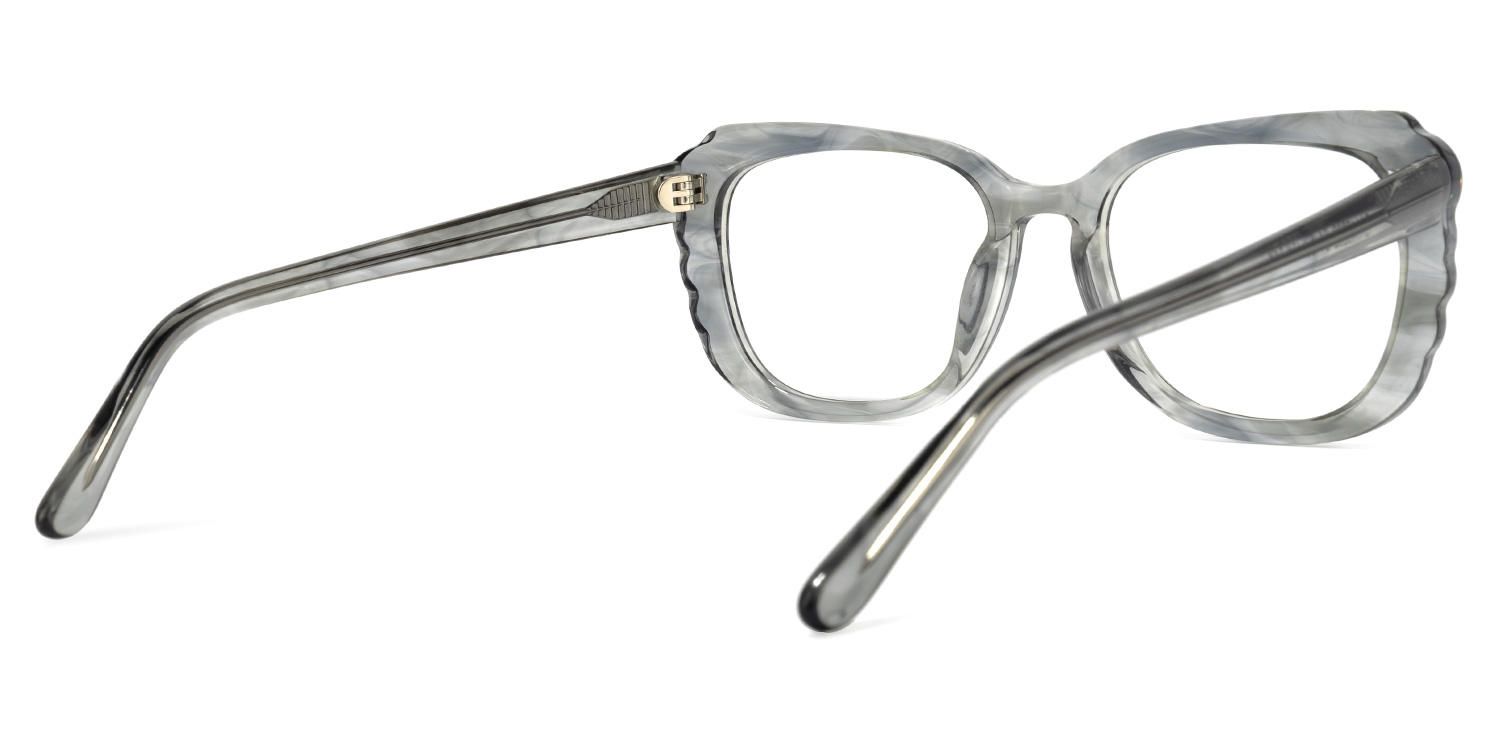 Rectangle Grey Eyeglasses | Vooglam.com Side View