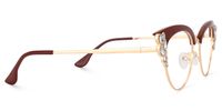 Portia - Wine/Red Crystal Browline Glasses | Vooglam 