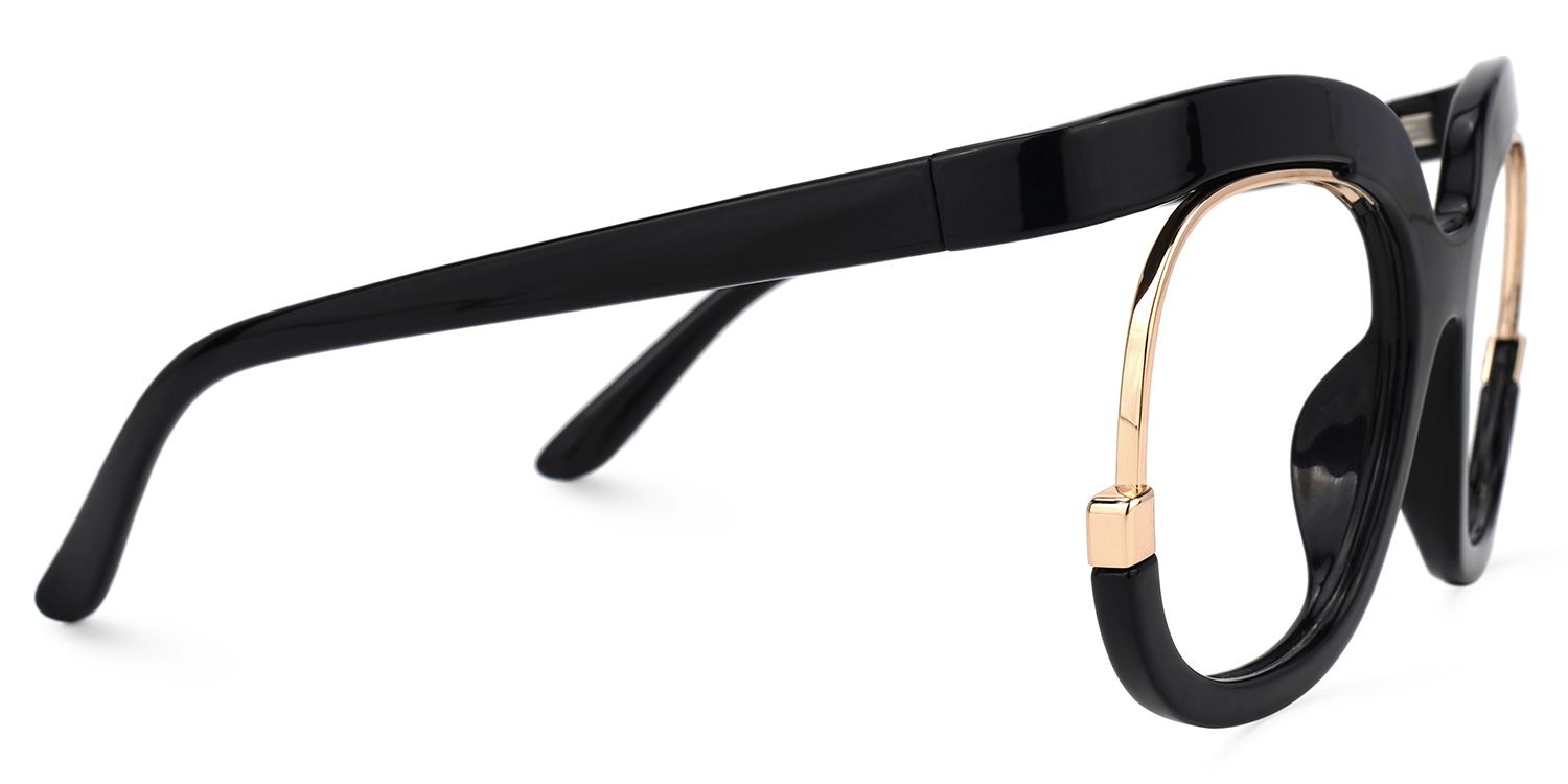 Fredia - Bold Black Glasses with Gold Accents | Vooglam 4