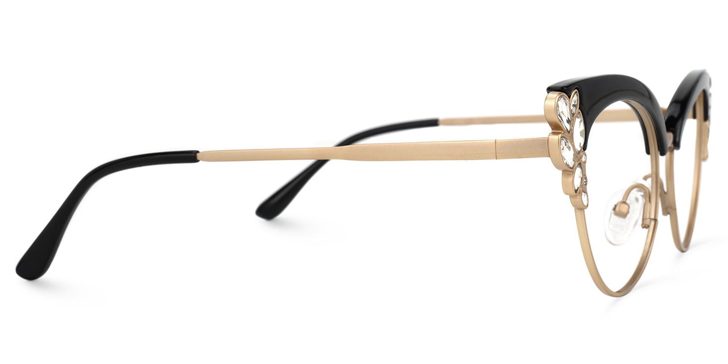 Portia Rhinestone Browline Cat Eye Glasses for Women by Vooglam - Product View 4