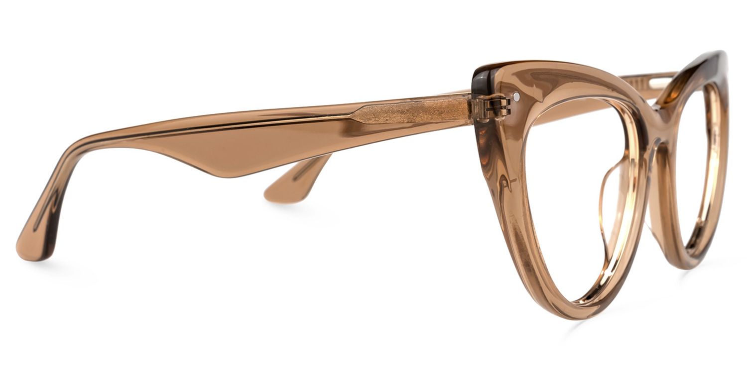 Akua - Cat Eye Brown Eyeglasses by Vooglam - Product View 4