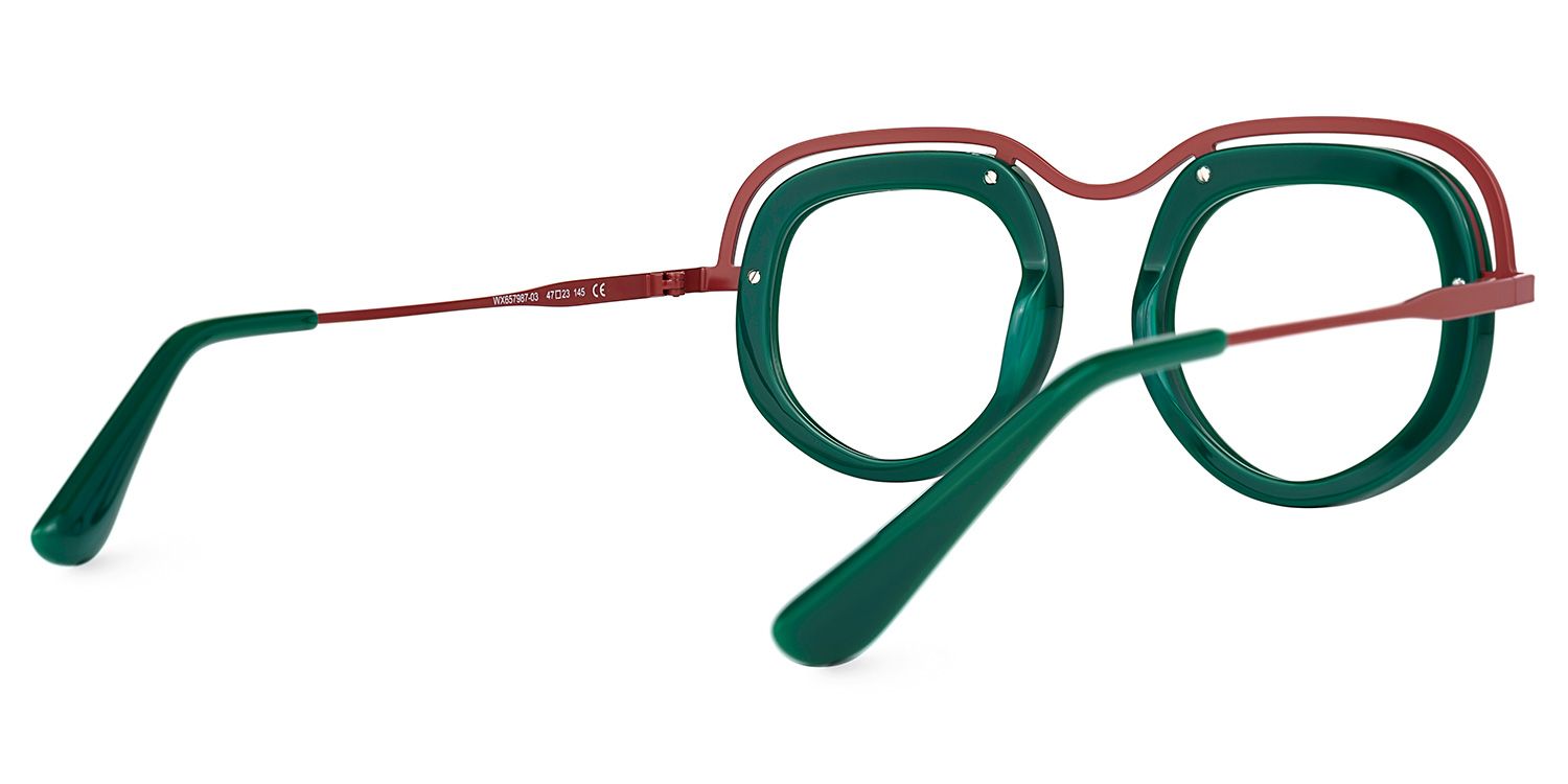 Geometric Green Eyeglasses | Vooglam.com Side View