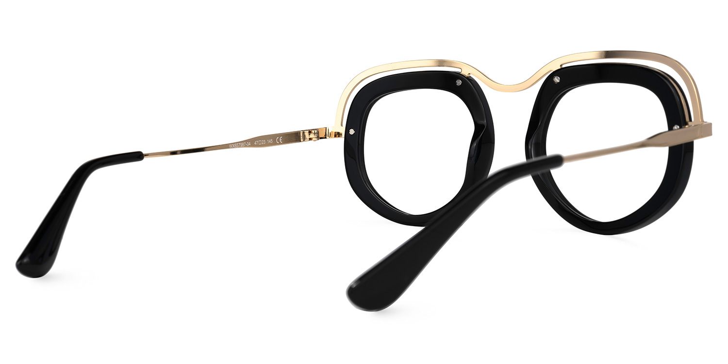 Geometric Black Eyeglasses | Vooglam.com Side View