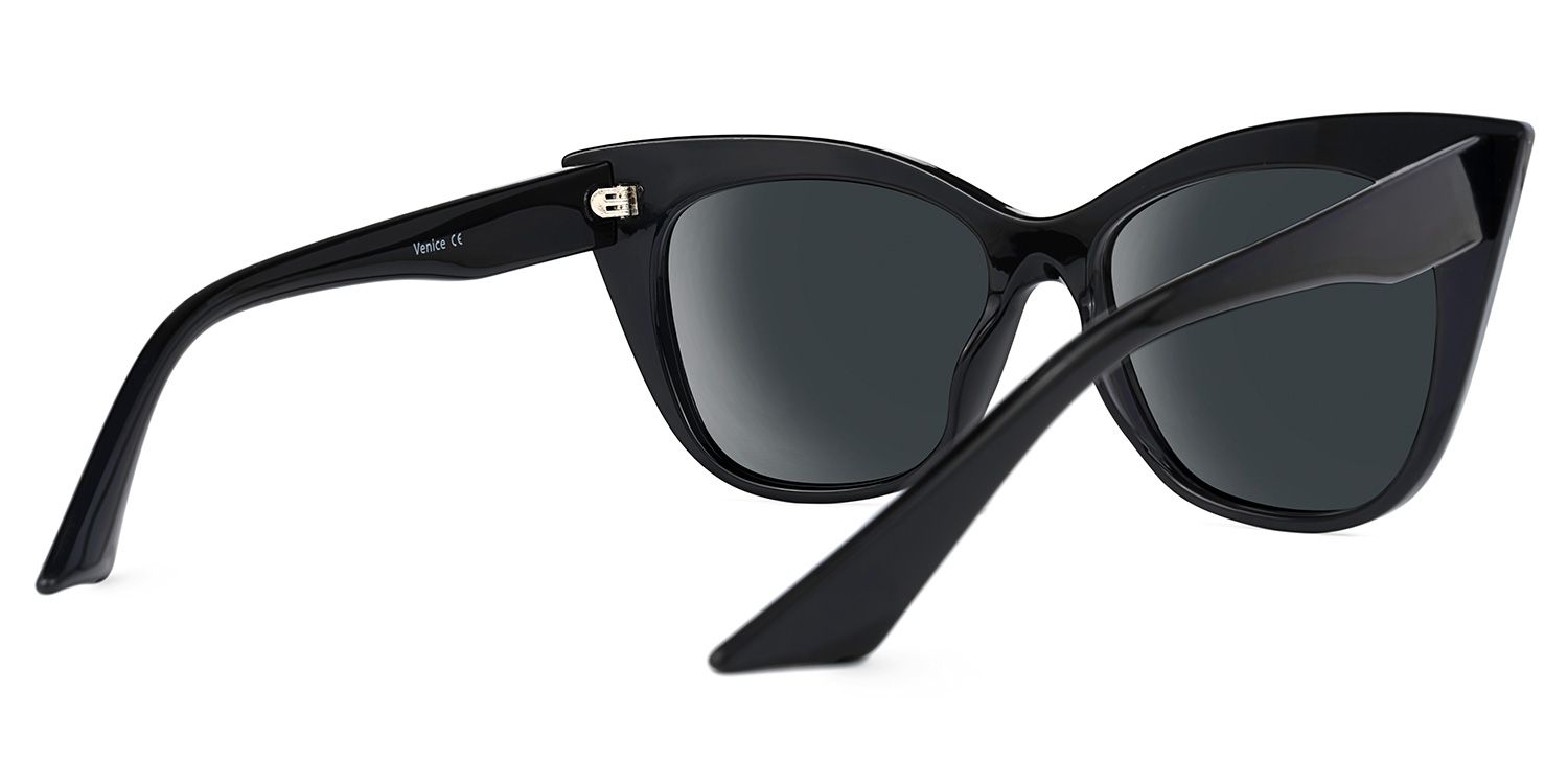 Gwin - Cat Eye Black Sunglasses | Vooglam Side View