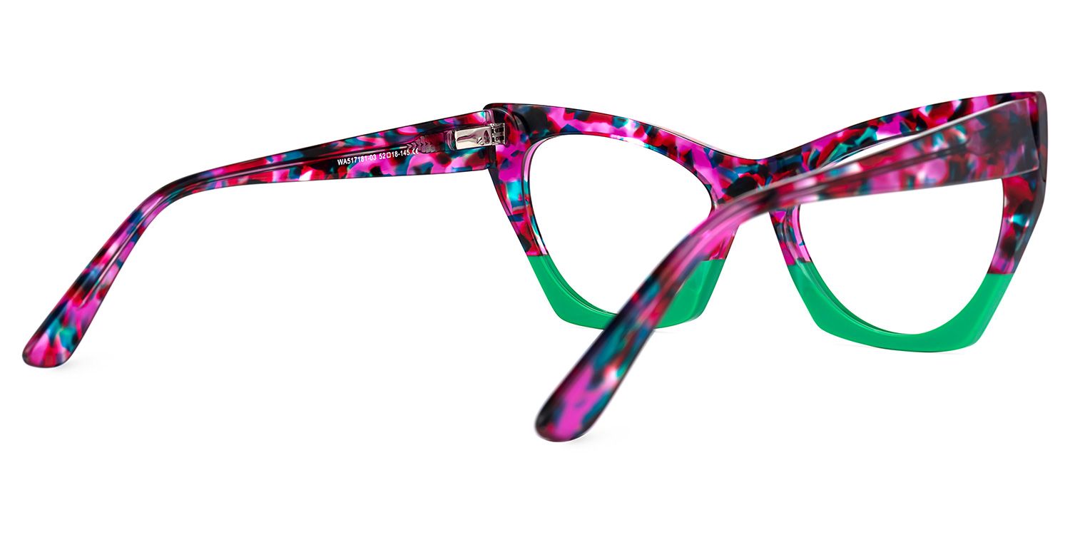 Viana - Cat Eye Floral Eyeglasses by Vooglam - Side View