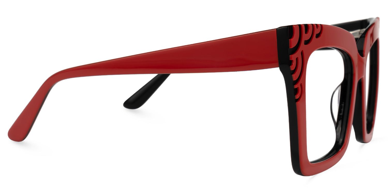 Yamizka - Square Red Eyeglasses | Vooglam 4