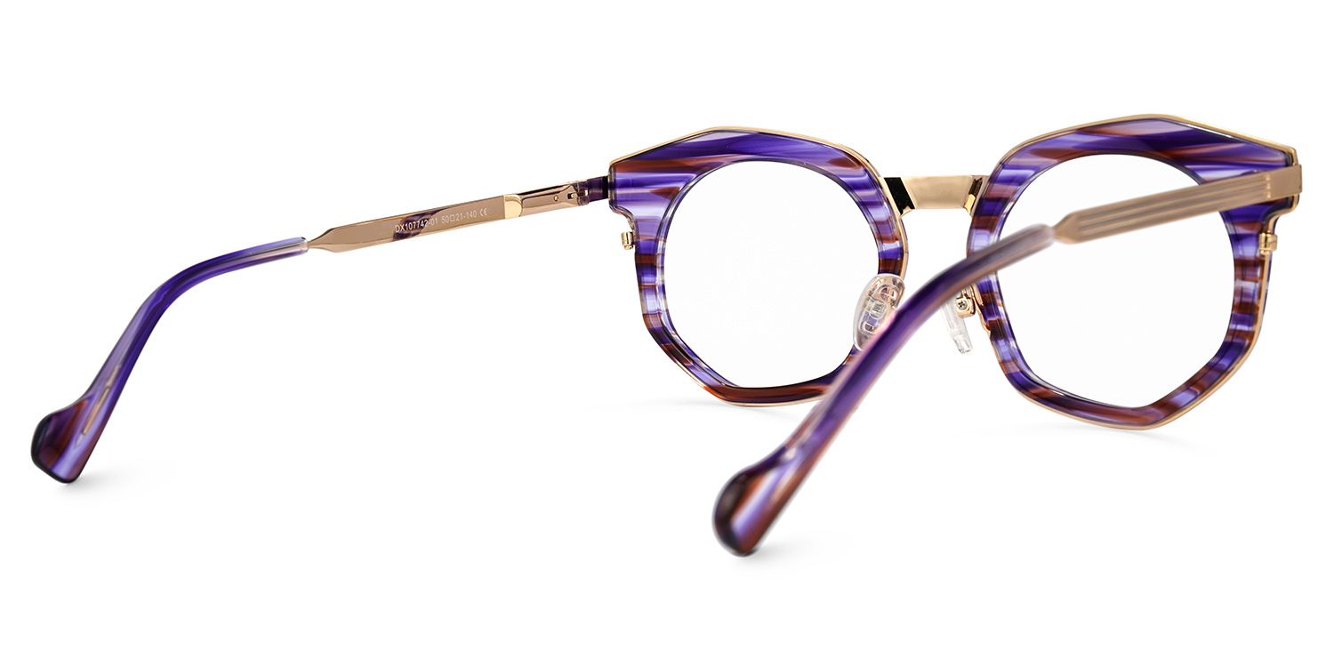 Basisky - Geometric Purple Eyeglasses | Vooglam Side View