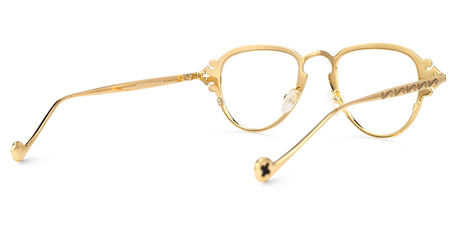 Twyman - Aviator Gold Eyeglasses | Vooglam Side View