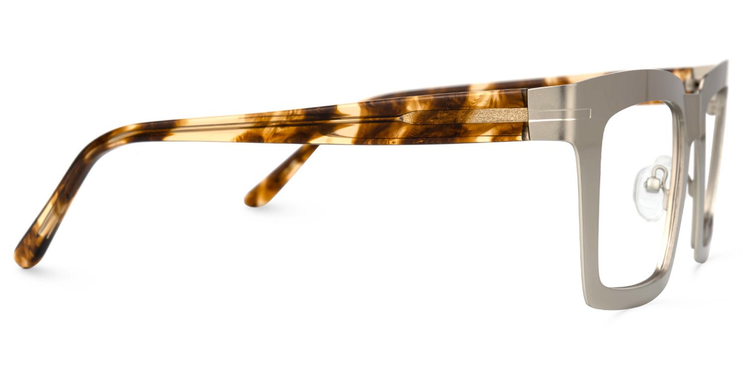 Arnal - Rectangle Silver Eyeglasses by Vooglam - Product View 4